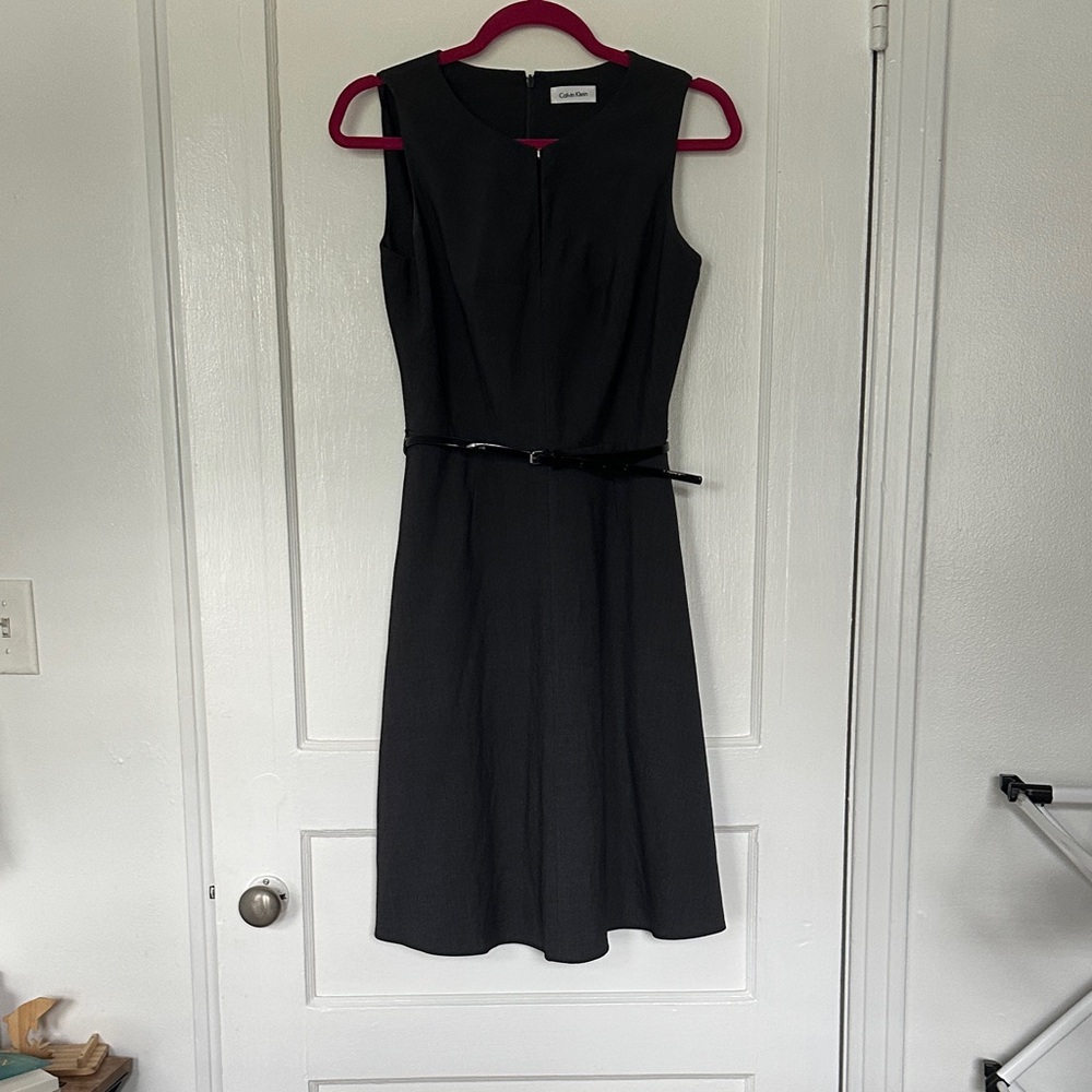 Calvin Klein Black Midi Dress with Belt